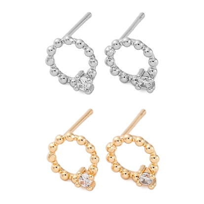 Серьги-гвоздики из циркония, кольцо