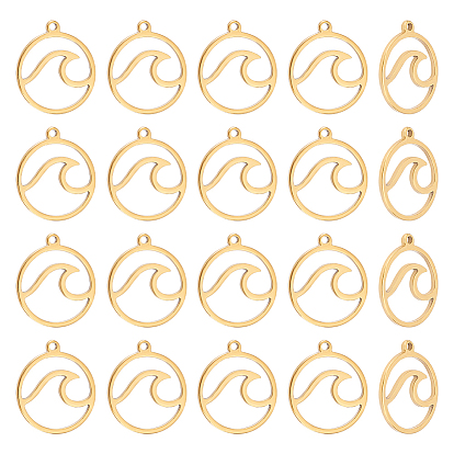 30шт. подвески из сплава с покрытием стойки, без кадмия, без свинца и без никеля, круглое кольцо с подвеской "волна"