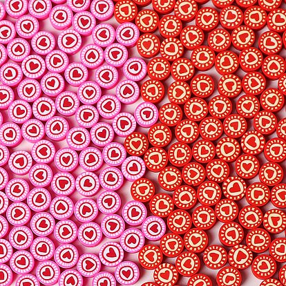 Полимерная глина бисера, плоский круглый с бусинами в форме сердца