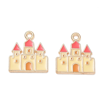 Alloy Enamel Pendants, Castle Charms