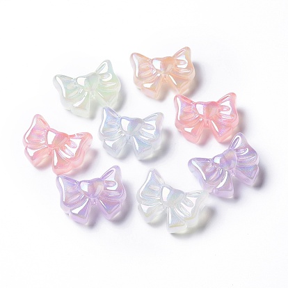 Transparent Acrylic Beads, Glitter Beads, Glow in the Dark, Bowknot