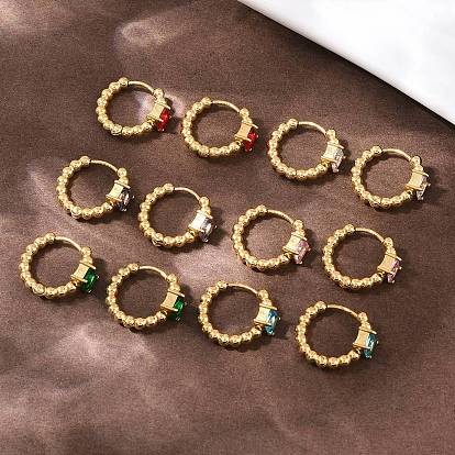 304 квадратные серьги-кольца из нержавеющей стали, со стеклянными бусинами, ионное покрытие (ip)