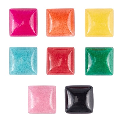 Cabochons de jade blanc naturel, teint, carrée