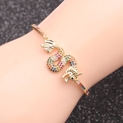 Sparkling Dragon Micro Pave Zirconia Chain Bracelet for Men and Women