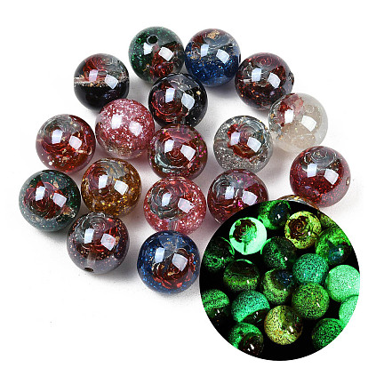 Светящиеся прозрачные смоляные бусины внутри цветка, круглая с цветком розы внутри, светится в темноте, с блеском порошок