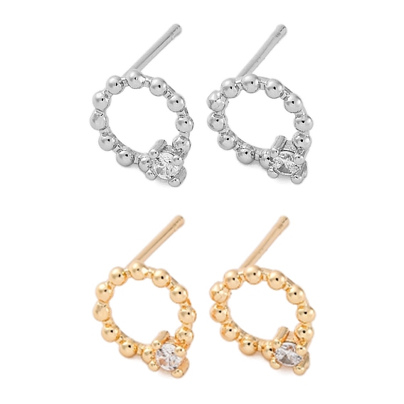 Серьги-гвоздики из циркония, кольцо