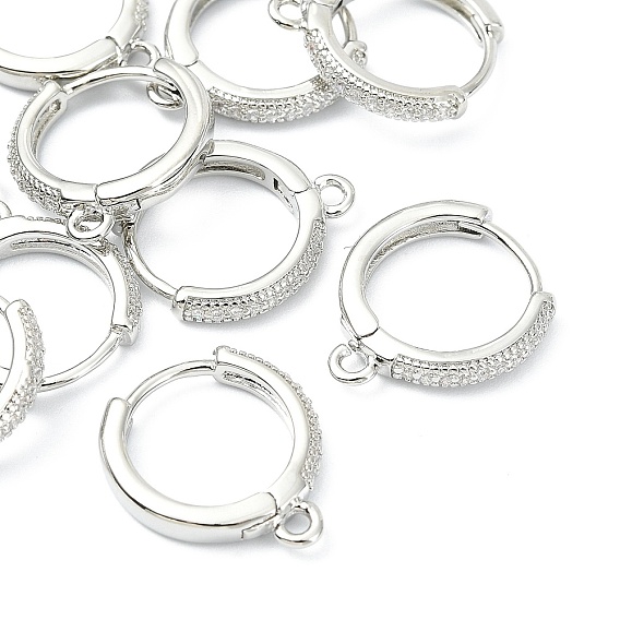 Pendientes de aro de latón con microincrustaciones de circonita cúbica transparente de Shegrace, Sin cadmio, níquel ni plomo, con lazo.