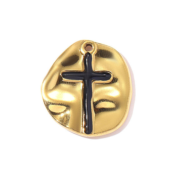 304 нержавеющей стальной эмали подвески, самородки с амулетами в виде крестов, ионное покрытие (ip), зеркальная полировка