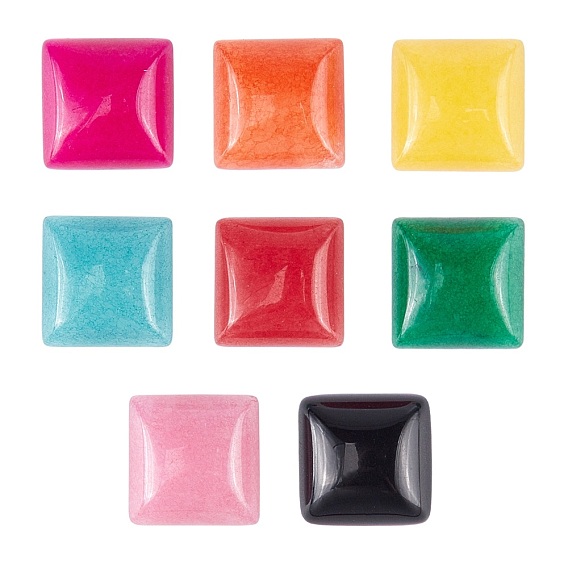 Natural White Jade Cabochons, Dyed, Square