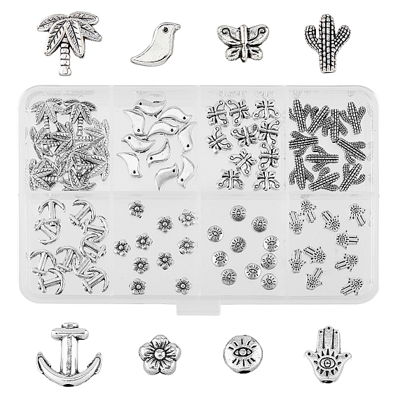 80шт 8 бусины из сплава в тибетском стиле, кактус и бабочка и цветок