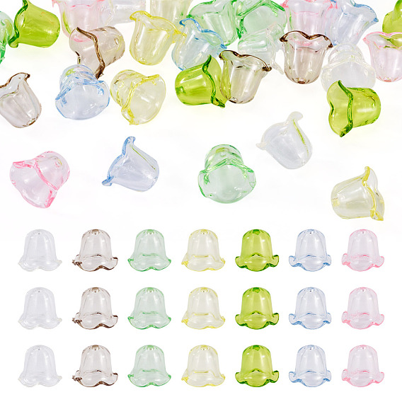 28шт. 7 цветные акриловые колпачки для бусин для изготовления ветряных колокольчиков, мульти-лепесток цветка