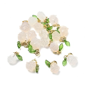 Подвеска из натурального агата в виде розы, с медными застежками золотой тон