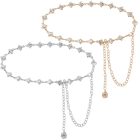 2 шт 2 цвета кристалл горный хрусталь цветок звено цепи ремни, цепи поясного ремня из сплава для рубашки, юбки, платья, пальто