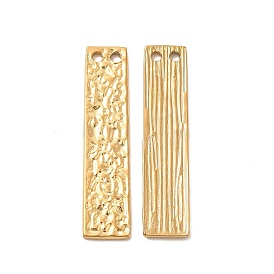 Vacuum Plating 304 Stainless Steel Pendants, Textured Rectangle Charms