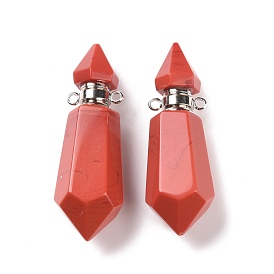 Faceted Gemstone Perfume Bottle Pointed Pendants, with Platinum Tone Brass Findings, Cadmium Free & Lead Free, Bullet