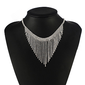 Chic Rhinestone Collarbone Chain with Tassel Pendant for Women's Fashion Jewelry