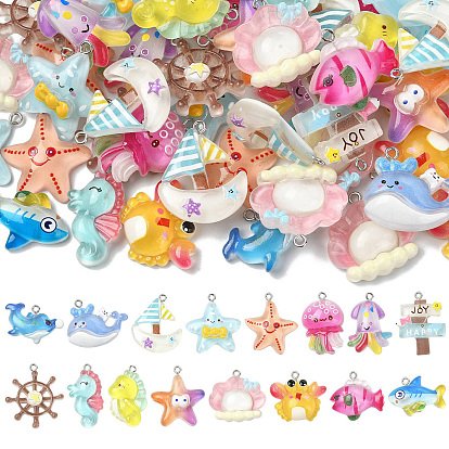 Непрозрачные морские организмы смоляные подвески, разнообразные, с платиновым шлейфом