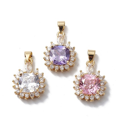 Стойки обшивки латунь кубического циркония подвески, долговечный, без кадмия и без свинца, реальный 18 k позолоченный, цветочный шарм