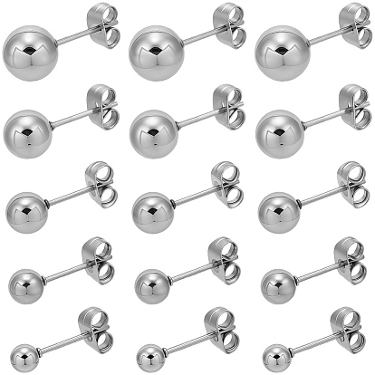 50 шт. 5 стилей 201 серьги-гвоздики из нержавеющей стали, гипоаллергенные серьги, с 316 хирургическими штифтами из нержавеющей стали