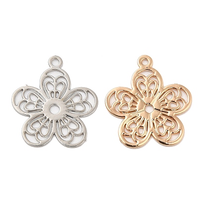 Long-Lasting Plated Brass Charms, Hollow, Flower Charm
