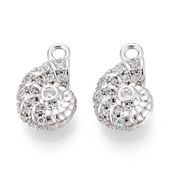 Латунные микропаве прозрачные кубические циркониевые подвески, без кадмия, без никеля и без свинца, раковина