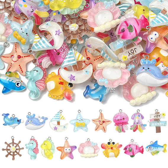 Непрозрачные морские организмы смоляные подвески, разнообразные, с платиновым шлейфом