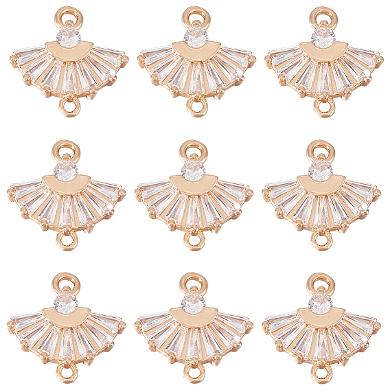 10шт. латунные подвески-соединители с прозрачным кубическим цирконием, фан-ссылки