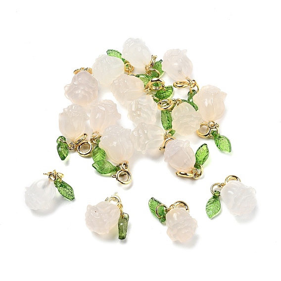 Подвеска из натурального агата в виде розы, с медными застежками золотой тон