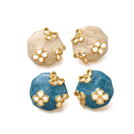 304 серьги из нержавеющей стали эмаль, полые цветок