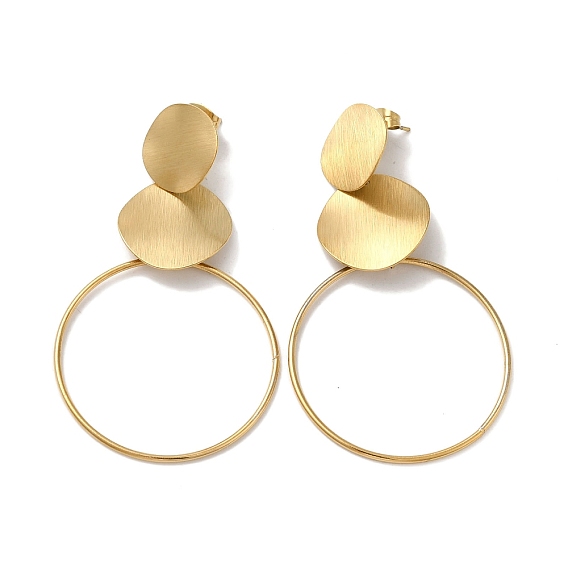 304 aretes colgantes de anillo de acero inoxidable para mujer