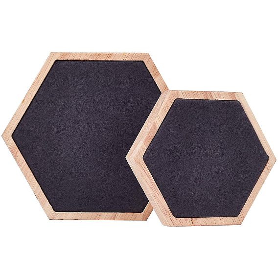 Wood Jewelry Displays, with Faux Suede, Hexagon