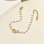 201 Pulseras de eslabones de mariposa de acero inoxidable con perlas de imitación para mujer, dorado