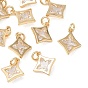 SHEGRACE Brass Clear Cubic Zirconia Pendants, Rhombus Charms, Cadmium Free & Lead Free & Nickel Free