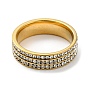304 Stainless Steel with Rhinestone Wide Band Rings