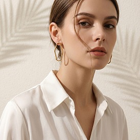 304 Stainless Steel Nuggets Stud Earrings for Women