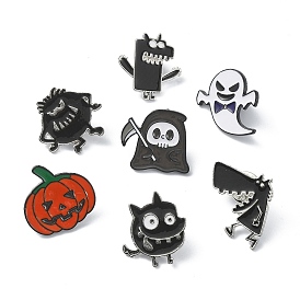 Halloween Theme Alloy Brooches, Enamel Pins, Monster/Skull/Pumpkin