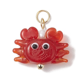 Подвески лэмпворк ручной работы, крабовые прелести, с 304 двойными петлями из нержавеющей стали