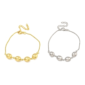 Rack Plating Egg Brass Link Bracelets for Women, Cadmium Free & Lead Free, Long-Lasting Plated