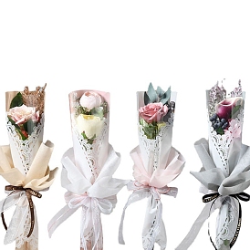 Lace Pattern Plastic Gift Bags, Single Flower Bouquets Wrapping Packaging, Suitable for Gift Giving Decoration