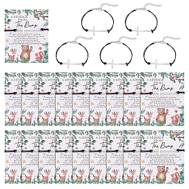 24шт. браслеты из сплава с перекрестными связями, браслеты из полиэфирного шнура для женщин и мужчин, с 24шт. бумажных браслетов с напечатанным словом