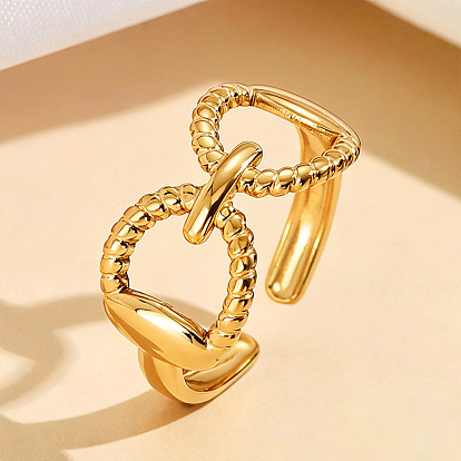 Twist 304 Stainless Steel Cuff Open Rings, Bowknot