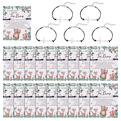 24шт. браслеты из сплава с перекрестными связями, браслеты из полиэфирного шнура для женщин и мужчин, с 24шт. бумажных браслетов с напечатанным словом