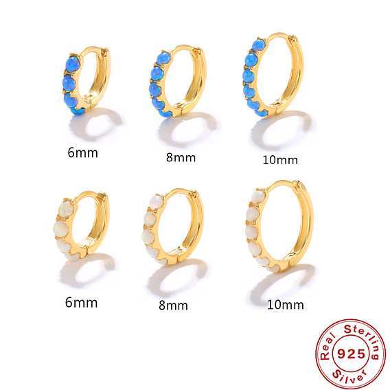 925 серьги-кольца из стерлингового серебра с опалом и акцентами из золота 18k — шикарные и универсальные круглые серьги-каффы