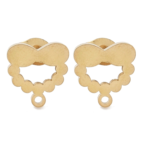 Ионное покрытие бантом (IP) 304 фурнитура для сережек-гвоздиков из нержавеющей стали, с петлей