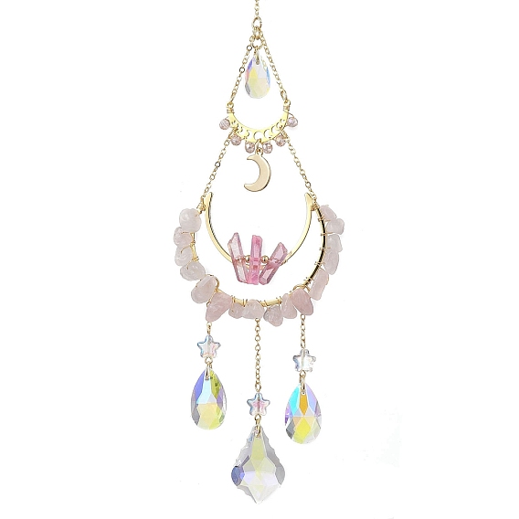 Подвесные ловцы солнца из латуни и 304 из нержавеющей стали в форме бабочки и капли, с природных драгоценных камней чип бисера