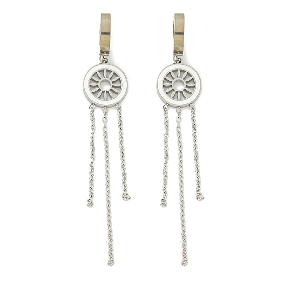 Серьги из 304 нержавеющей стали, с эмалью, плоско-круглые