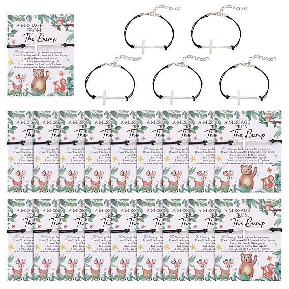 24шт. браслеты из сплава с перекрестными связями, браслеты из полиэфирного шнура для женщин и мужчин, с 24шт. бумажных браслетов с напечатанным словом