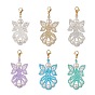 Angel Glass Pendants Decorations, with Seed Beads, Shell Pearl and 304 Stainless Steel Lobster Claw Clasps