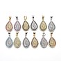 Eco-Friendly Brass Micro Pave Cubic Zirconia Pendants, Long-Lasting Plated, Teardrop