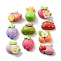 Fruit Opaque Resin Decoden Cabochons, Strawberry & Cherry & Peach, Mixed Shapes